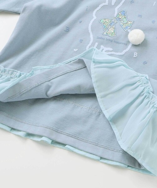 Noeil aime BeBe(ノイユエイムベベ)の「ウサギプリント裾フリル天竺長袖Tシャツ(80~130cm)(Tシャツ/カットソー・キッズ・ブルー/ピンク・120cm/130cm/100cm/110cm/90cm/80cm)」の17枚目の写真