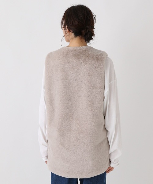 Elura（エルーラ）の「大人リュクスファーベスト/583720（その他アウター・レディース・ベージュ/ダークブラウン・FREE）」の9枚目の写真