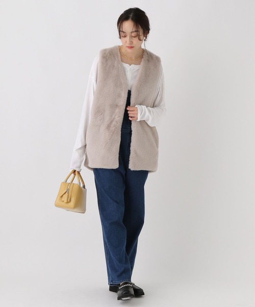 Elura（エルーラ）の「大人リュクスファーベスト/583720（その他アウター・レディース・ベージュ/ダークブラウン・FREE）」の19枚目の写真