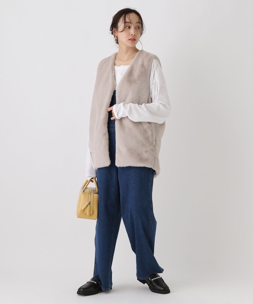 Elura（エルーラ）の「大人リュクスファーベスト/583720（その他アウター・レディース・ベージュ/ダークブラウン・FREE）」の20枚目の写真