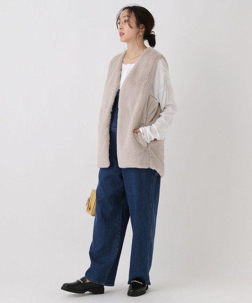 Elura（エルーラ）の「大人リュクスファーベスト/583720（その他アウター・レディース・ベージュ/ダークブラウン・FREE）」の21枚目の写真