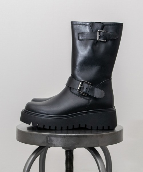 CORSO ROMA 9】ラウンドトウ厚底エンジニアブーツ(W53011)（ブーツ