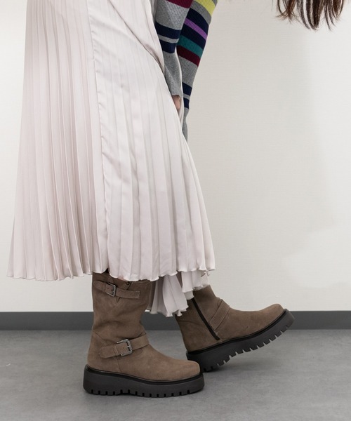 CORSO ROMA 9】ラウンドトウ厚底エンジニアブーツ(W53011)（ブーツ