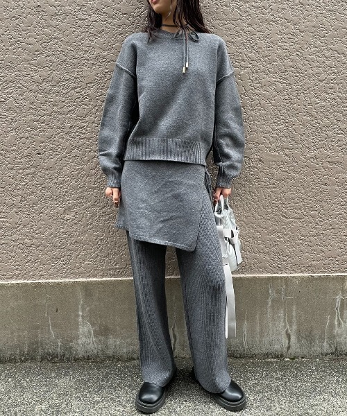 AIC.（エーアイシー）の「ラップスカートレイヤードニットパンツ/セットアップ可能（その他パンツ・レディース・チャコールグレー/ブラック・FREE）」の14枚目の写真