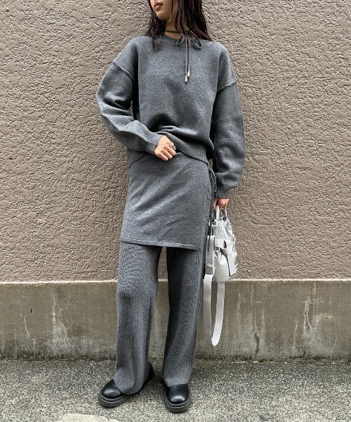 AIC.（エーアイシー）の「ラップスカートレイヤードニットパンツ/セットアップ可能（その他パンツ・レディース・チャコールグレー/ブラック・FREE）」の15枚目の写真