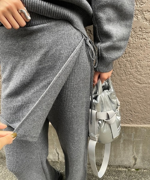 AIC.（エーアイシー）の「ラップスカートレイヤードニットパンツ/セットアップ可能（その他パンツ・レディース・チャコールグレー/ブラック・FREE）」の10枚目の写真
