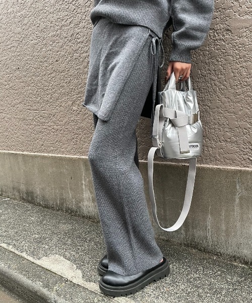 AIC.（エーアイシー）の「ラップスカートレイヤードニットパンツ/セットアップ可能（その他パンツ・レディース・チャコールグレー/ブラック・FREE）」の5枚目の写真