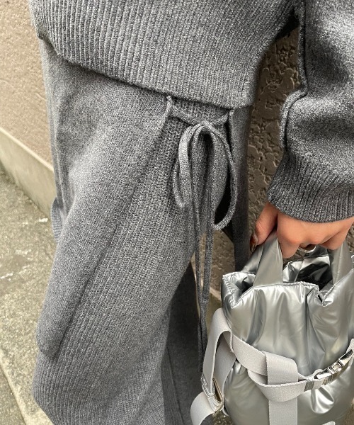 AIC.（エーアイシー）の「ラップスカートレイヤードニットパンツ/セットアップ可能（その他パンツ・レディース・チャコールグレー/ブラック・FREE）」の9枚目の写真