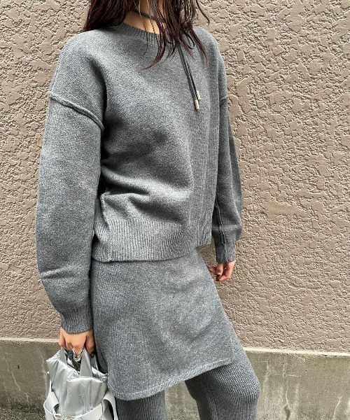 AIC.（エーアイシー）の「ラップスカートレイヤードニットパンツ/セットアップ可能（その他パンツ・レディース・チャコールグレー/ブラック・FREE）」の12枚目の写真