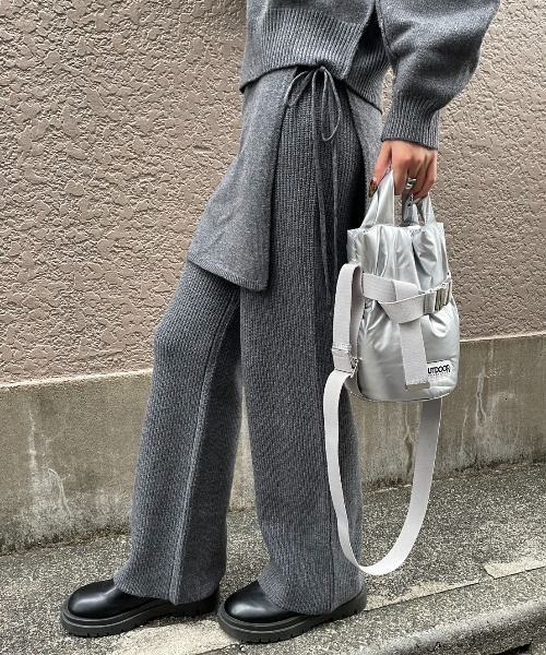 AIC.（エーアイシー）の「ラップスカートレイヤードニットパンツ/セットアップ可能（その他パンツ・レディース・チャコールグレー/ブラック・FREE）」の6枚目の写真