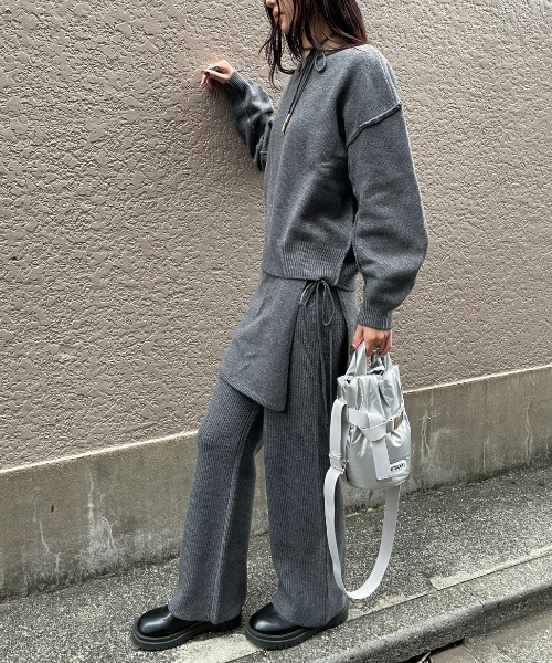 AIC.（エーアイシー）の「ラップスカートレイヤードニットパンツ/セットアップ可能（その他パンツ・レディース・チャコールグレー/ブラック・FREE）」の16枚目の写真