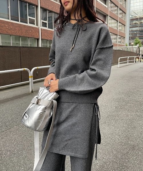 AIC.（エーアイシー）の「ラップスカートレイヤードニットパンツ/セットアップ可能（その他パンツ・レディース・チャコールグレー/ブラック・FREE）」の13枚目の写真