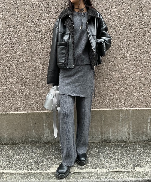 AIC.（エーアイシー）の「ラップスカートレイヤードニットパンツ/セットアップ可能（その他パンツ・レディース・チャコールグレー/ブラック・FREE）」の21枚目の写真