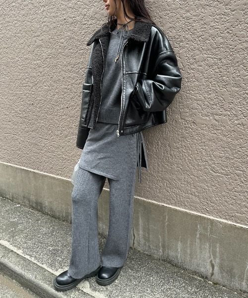 AIC.（エーアイシー）の「ラップスカートレイヤードニットパンツ/セットアップ可能（その他パンツ・レディース・チャコールグレー/ブラック・FREE）」の20枚目の写真