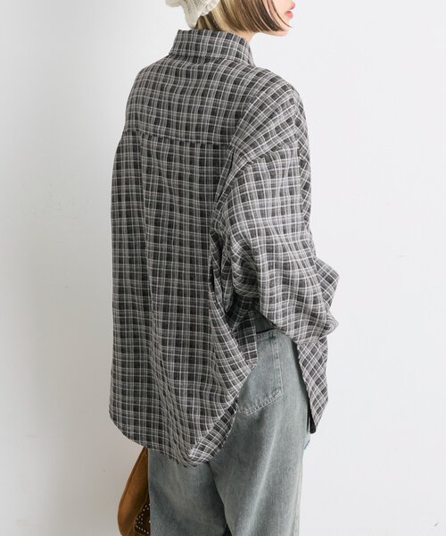 w closet(ダブルクローゼット)の「BIGポケットチェックシャツ(シャツ/ブラウス・レディース・ブラック/ネイビー/レッド・FREE)」の8枚目の写真