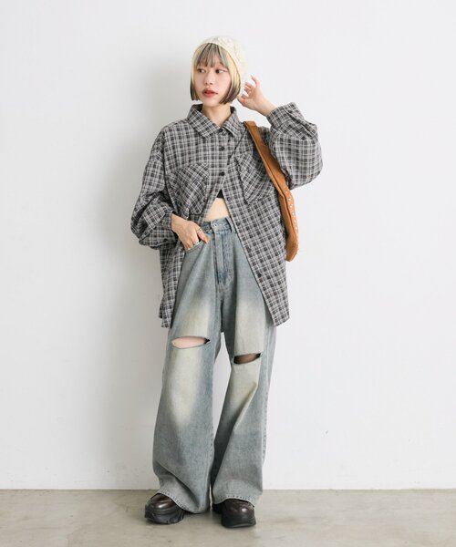 w closet(ダブルクローゼット)の「BIGポケットチェックシャツ(シャツ/ブラウス・レディース・ブラック/ネイビー/レッド・FREE)」の15枚目の写真