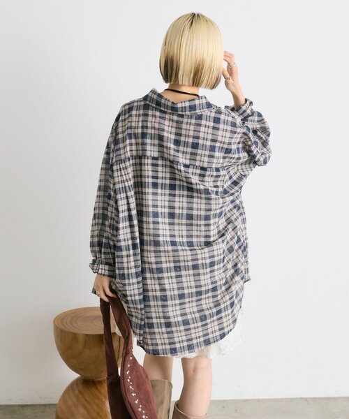 w closet(ダブルクローゼット)の「BIGポケットチェックシャツ(シャツ/ブラウス・レディース・ブラック/ネイビー/レッド・FREE)」の18枚目の写真
