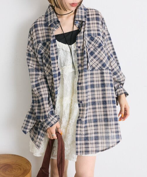 w closet(ダブルクローゼット)の「BIGポケットチェックシャツ(シャツ/ブラウス・レディース・ブラック/ネイビー/レッド・FREE)」の20枚目の写真