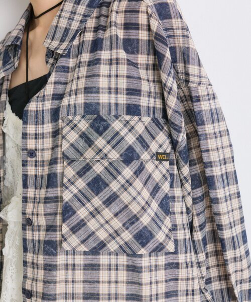 w closet(ダブルクローゼット)の「BIGポケットチェックシャツ(シャツ/ブラウス・レディース・ブラック/ネイビー/レッド・FREE)」の21枚目の写真