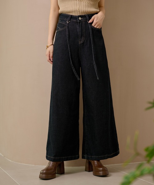 LAULEN(ローレン)の「waist design wide denim pants /ウエストデザインワイドデニムパンツ(デニムパンツ・レディース・ネイビー/ブルー・M/S)」の2枚目の写真