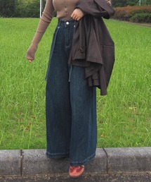 LAULEN（ローレン）の「waist design wide denim pants /ウエストデザインワイドデニムパンツ（デニムパンツ・レディース）」