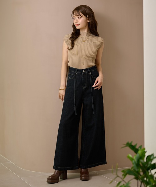 LAULEN(ローレン)の「waist design wide denim pants /ウエストデザインワイドデニムパンツ(デニムパンツ・レディース・ネイビー/ブルー・M/S)」の7枚目の写真