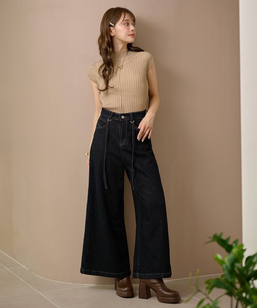 LAULEN(ローレン)の「waist design wide denim pants /ウエストデザインワイドデニムパンツ(デニムパンツ・レディース・ネイビー/ブルー・M/S)」の8枚目の写真