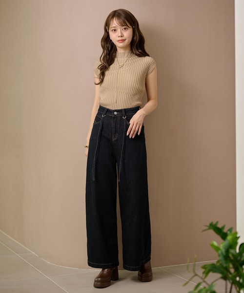 LAULEN(ローレン)の「waist design wide denim pants /ウエストデザインワイドデニムパンツ(デニムパンツ・レディース・ネイビー/ブルー・M/S)」の10枚目の写真