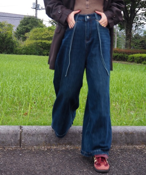LAULEN(ローレン)の「waist design wide denim pants /ウエストデザインワイドデニムパンツ(デニムパンツ・レディース・ネイビー/ブルー・M/S)」の11枚目の写真