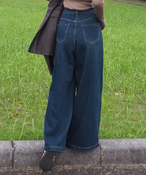 LAULEN(ローレン)の「waist design wide denim pants /ウエストデザインワイドデニムパンツ(デニムパンツ・レディース・ネイビー/ブルー・M/S)」の13枚目の写真