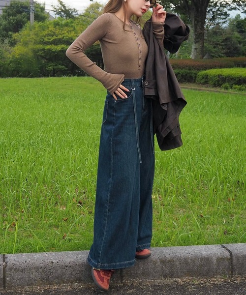 LAULEN(ローレン)の「waist design wide denim pants /ウエストデザインワイドデニムパンツ(デニムパンツ・レディース・ネイビー/ブルー・M/S)」の15枚目の写真