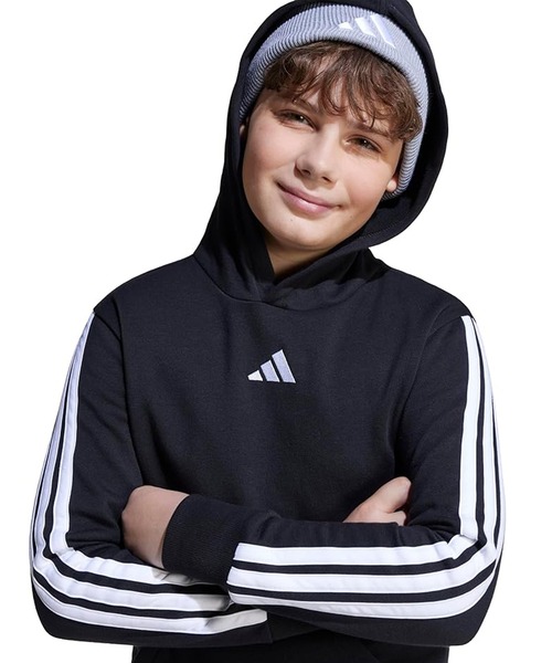 adidas(アディダス)の「adidas/アディダス プルオーバー パーカー キッズ エッセンシャルズ スリーストライプス フレンチテリー KLJ43(パーカー・キッズ・ブラック×ホワイト/グレー×ホワイト・160cm/150cm/140cm/130cm)」の5枚目の写真
