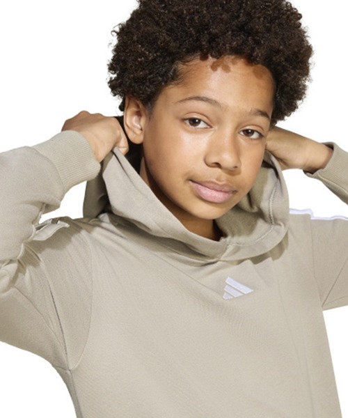 adidas(アディダス)の「adidas/アディダス プルオーバー パーカー キッズ エッセンシャルズ スリーストライプス フレンチテリー KLJ43(パーカー・キッズ・ブラック×ホワイト/グレー×ホワイト・160cm/150cm/140cm/130cm)」の11枚目の写真