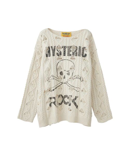HYSTERIC GLAMOUR - HYSTERIC GLAMOUR / ヒステリックグラマー | HYS LOGOアップリケ フェザープルオーバーニット ユニセックス | F | ブラック | レディース HYSTERIC GLAMOUR（ヒステリックグラマー）の「HYS LOGO