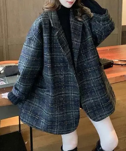 ETRO チェスターコート カーキ グリーン系チェック　size46 レディースのチェスターコート（グリーン・カーキ/緑色系・チェック柄