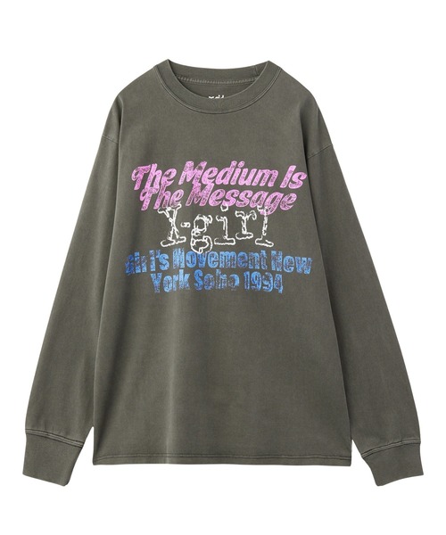 X-girl(エックスガール)の「GRUNGE LOGO FADED L/S TEE(Tシャツ/カットソー・レディース・ブラック/オリーブ・S/M/L/XL)」の6枚目の写真