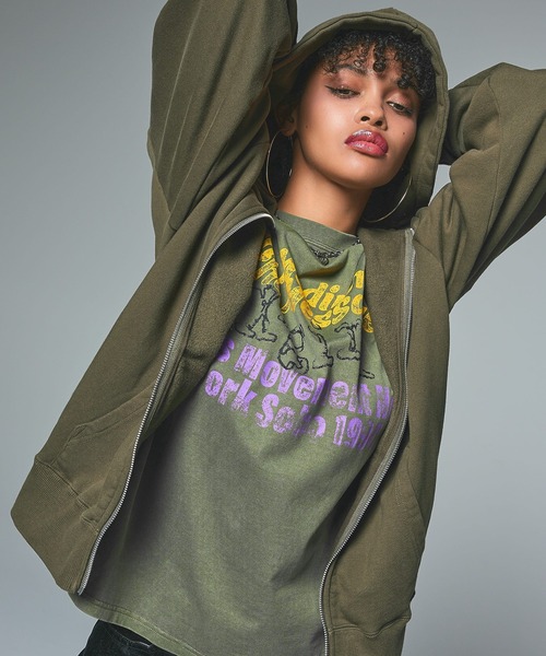 X-girl(エックスガール)の「GRUNGE LOGO FADED L/S TEE(Tシャツ/カットソー・レディース・ブラック/オリーブ・S/M/L/XL)」の12枚目の写真