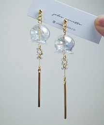 jolie minette/ふわりオーロラ風鈴ピアス/金属アレルギー対応