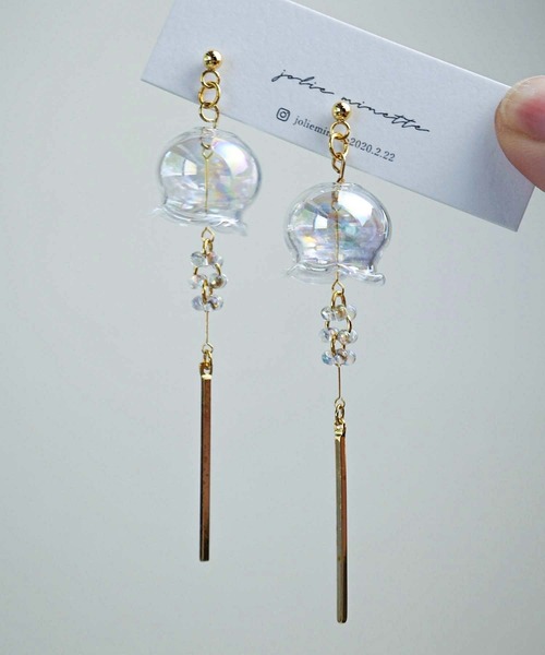CERCA(チェルカ)の「jolie minette/ふわりオーロラ風鈴ピアス/金属アレルギー対応(ピアス(両耳用)・レディース・シルバー/ゴールド・FREE)」の2枚目の写真