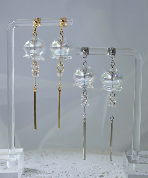 CERCA(チェルカ)の「jolie minette/ふわりオーロラ風鈴ピアス/金属アレルギー対応(ピアス(両耳用)・レディース・シルバー/ゴールド・FREE)」の13枚目の写真