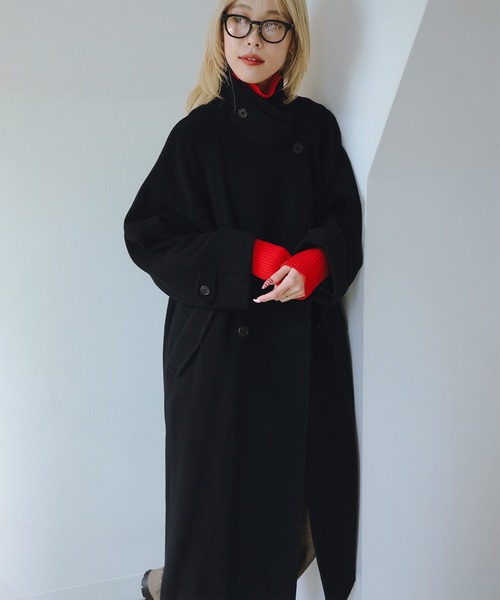 Ray BEAMS（レイビームス）の「スタンドカラー ダブル コート（ステンカラーコート・レディース・シルバー/ダークブラウン/ブラック/ホワイト系その他6・1/0）」の7枚目の写真