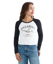 BILLABONG レディース GRAPHIC RAGLAN BABY ロンＴ 【BABY FIT】【2025年秋冬モデル】/ビラボンクロップド丈フロントプリントラグランスリーブ長袖ロンT