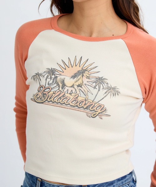 BILLABONG(ビラボン)の「BILLABONG レディース GRAPHIC RAGLAN BABY ロンT 【BABY FIT】【2025年秋冬モデル】/ビラボンクロップド丈フロントプリントラグランスリーブ長袖ロンT(Tシャツ/カットソー・レディース・ターコイズブルー/ブラック/オレンジ/オリーブ・MEDIUM)」の12枚目の写真