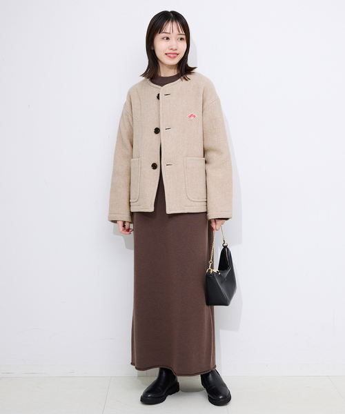 DANTON（ダントン）の「DANTON/ダントン COLLARLESS JACKET DT-A0013（ブルゾン・レディース・ネイビー/ベージュ・MEDIUM/SMALL）」の4枚目の写真