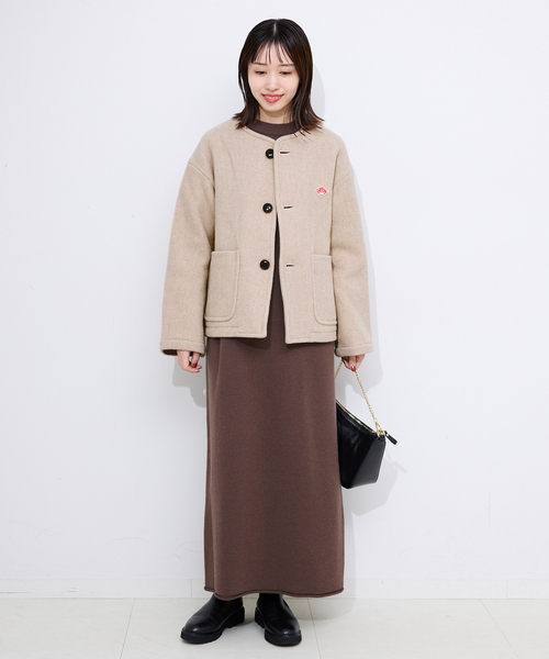 DANTON（ダントン）の「DANTON/ダントン COLLARLESS JACKET DT-A0013（ブルゾン・レディース・ネイビー/ベージュ・MEDIUM/SMALL）」の5枚目の写真