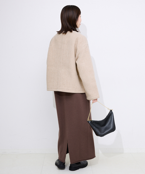 DANTON（ダントン）の「DANTON/ダントン COLLARLESS JACKET DT-A0013（ブルゾン・レディース・ネイビー/ベージュ・MEDIUM/SMALL）」の7枚目の写真