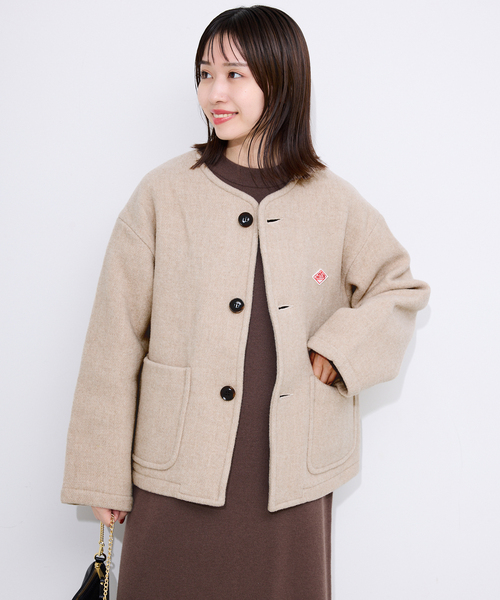 DANTON（ダントン）の「DANTON/ダントン COLLARLESS JACKET DT-A0013（ブルゾン・レディース・ネイビー/ベージュ・MEDIUM/SMALL）」の9枚目の写真