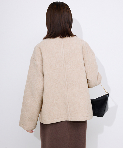 DANTON（ダントン）の「DANTON/ダントン COLLARLESS JACKET DT-A0013（ブルゾン・レディース・ネイビー/ベージュ・MEDIUM/SMALL）」の11枚目の写真