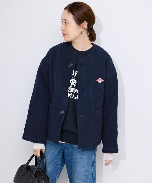 DANTON（ダントン）の「DANTON/ダントン COLLARLESS JACKET DT-A0013（ブルゾン・レディース・ネイビー/ベージュ・MEDIUM/SMALL）」の16枚目の写真