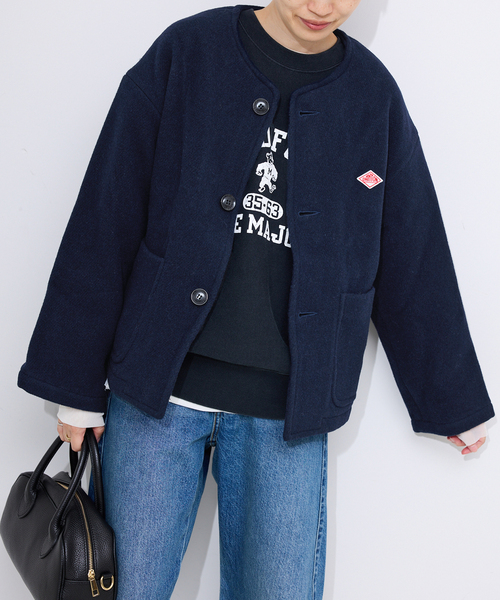 DANTON（ダントン）の「DANTON/ダントン COLLARLESS JACKET DT-A0013（ブルゾン・レディース・ネイビー/ベージュ・MEDIUM/SMALL）」の20枚目の写真